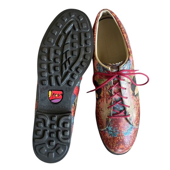 ICON Men\'s Size 10 Brick Red Multi Leather Wearable Art Lace-Up Oxford Shoes NEW